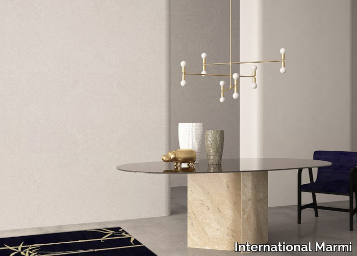 ERSE - Oval marble and glass table _ International Marmi