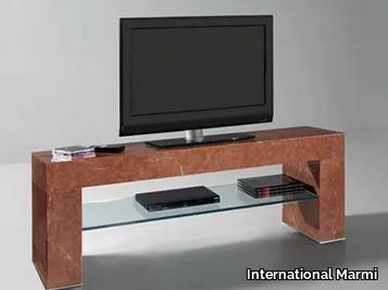 ERMETE - Rojo Alicante marble TV cabinet _ International Marmi