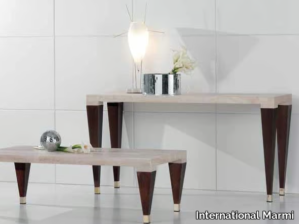 PAPAGIN - Rectangular travertine console table _ International Marmi