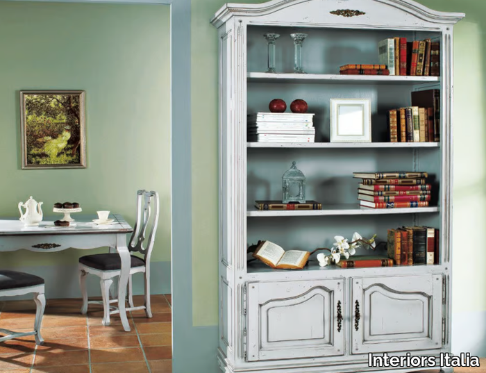 PR301 - Open solid wood bookcase with doors _ Interiors Italia