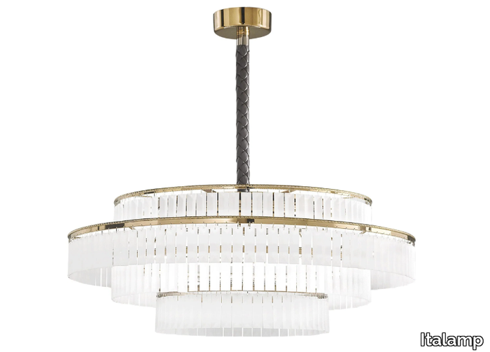 CHARLES - LED etched glass pendant lamp with crystals _ Italamp