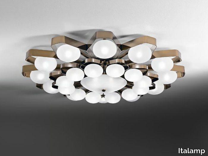 TEO - Direct light satin glass and metal ceiling light _ Italamp