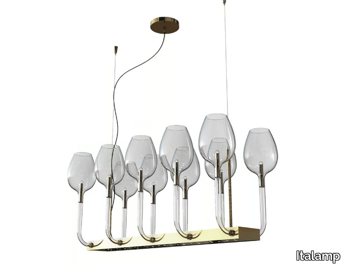 ROSÈ 3050/L10 - LED blown glass and metal chandelier _ Italamp