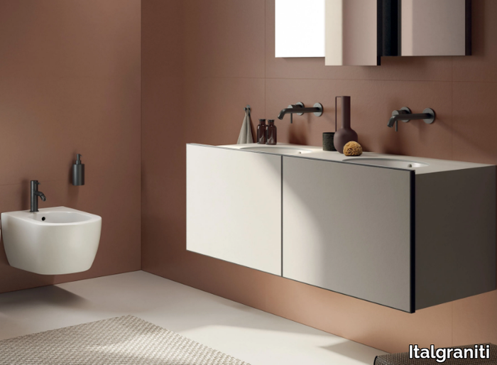 PIANOLOW.140 - Wall-mounted vanity unit with integrated washbasin _ Italgraniti