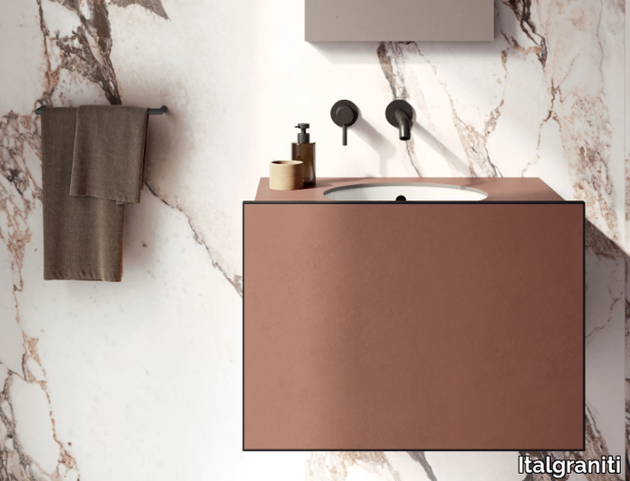 PIANOLOW.70 - Wall-mounted vanity unit with integrated washbasin _ Italgraniti