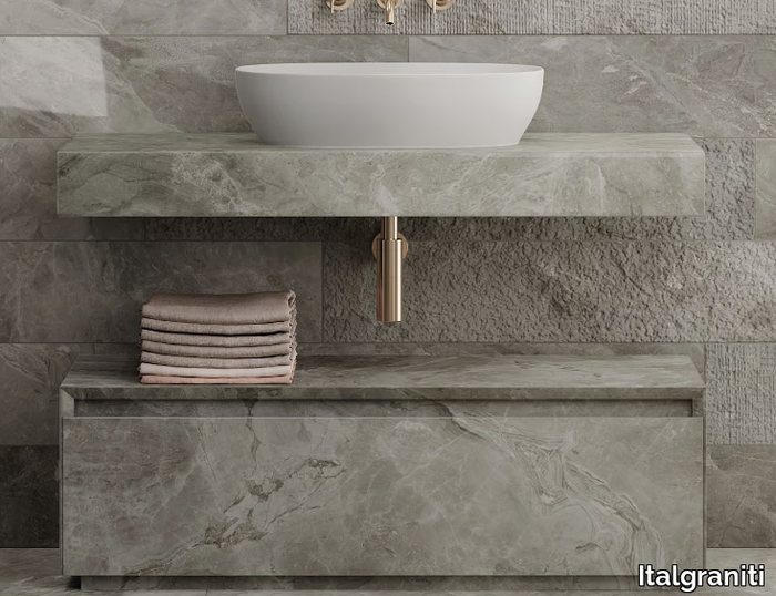 PLAN - Single porcelain stoneware washbasin countertop _ Italgraniti