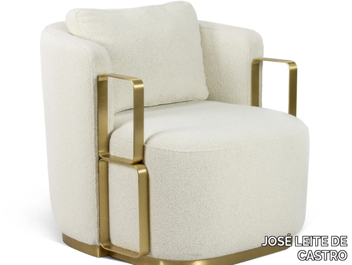 BOHO - Fabric armchair with brass base and armrests _ JOSÉ LEITE DE CASTRO