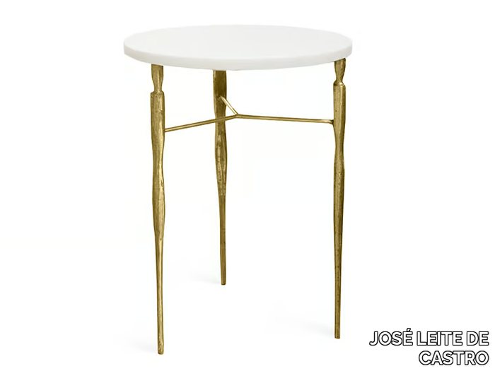 ELIS - Round brass and marble high side table _ JOSÉ LEITE DE CASTRO