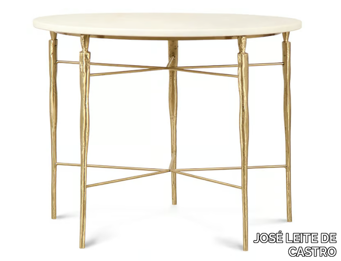 ELIS - Round brass and marble high side table _ JOSÉ LEITE DE CASTRO