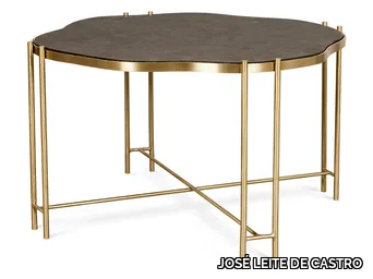 ARGA - Round brass and marble high side table _ JOSÉ LEITE DE CASTRO