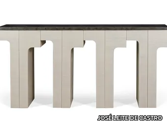 DOMOOS - Rectangular oak and marble console table _ JOSÉ LEITE DE CASTRO