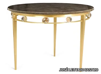 WINTOUR - Round brass and marble high side table _ JOSÉ LEITE DE CASTRO