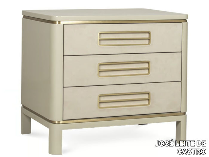 PAXTON - Lacquered Alcantara® and wood bedside table with drawers _ JOSÉ LEITE DE CASTRO