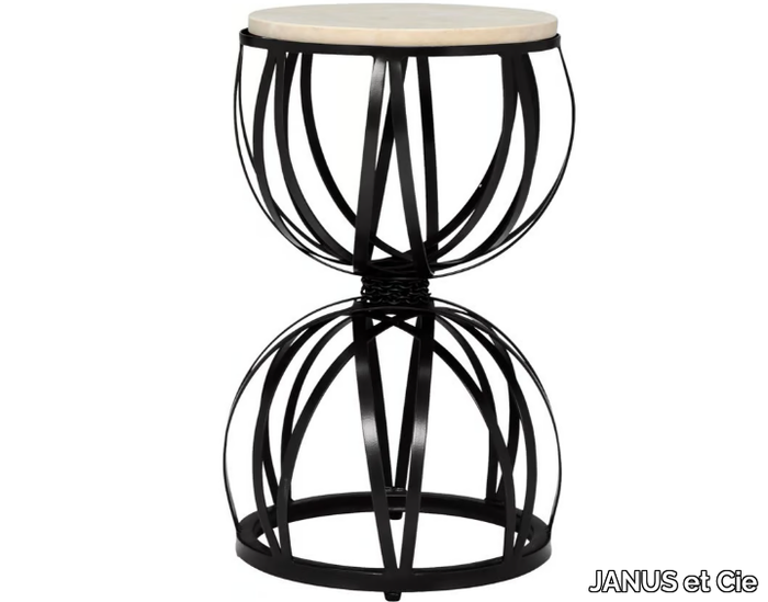 AMALFI - Round resin and stainless steel side table _ JANUS et Cie