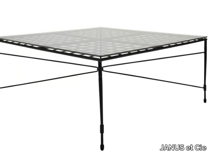 AMALFI WOVEN STAR - Square Glass and Stainless Steel cocktail table _ JANUS et Cie