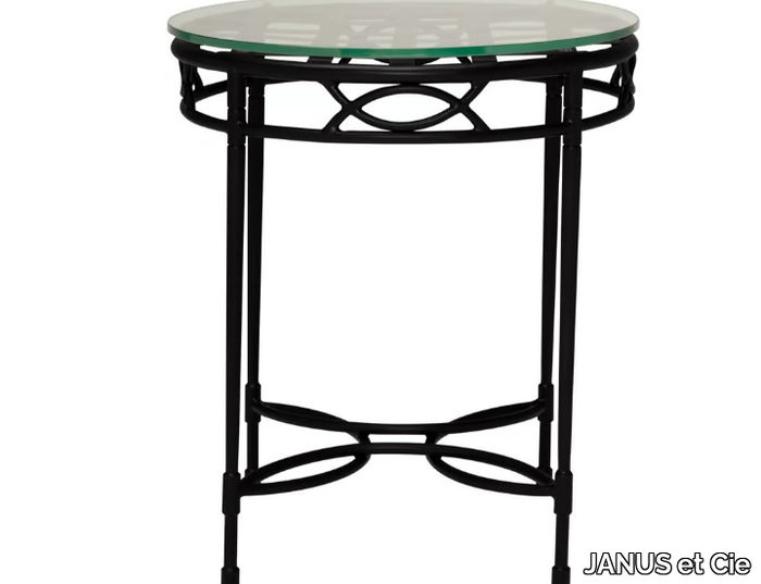 AMALFI WOVEN - Round Glass and Stainless Steel side table _ JANUS et Cie