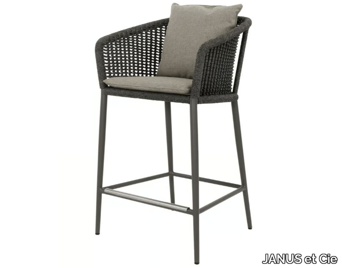 KNOT - Olefin rope and aluminium stool with armrests _ JANUS et Cie