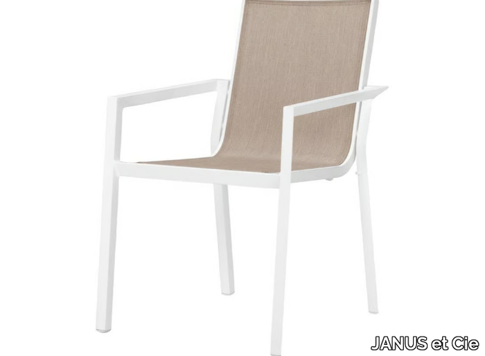 TRIG - Stackable garden chair with armrests _ JANUS et Cie