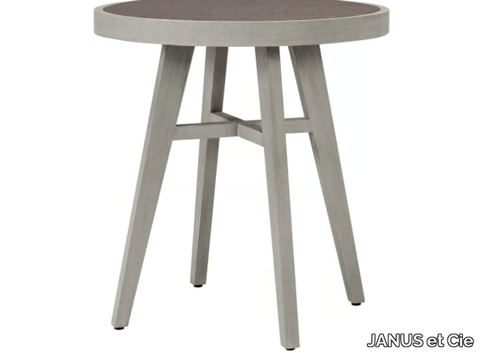 ROCK GARDEN - Teak round garden side table with ceramic insert _ JANUS et Cie