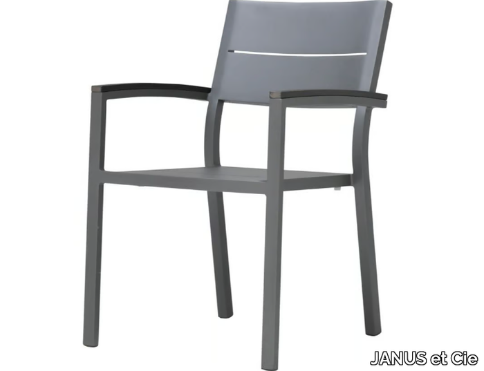 DUO - Stackable garden chair with armrests _ JANUS et Cie