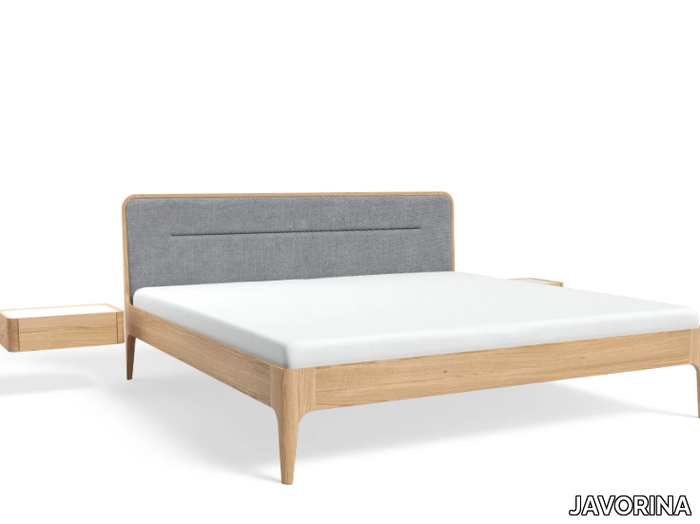 AIRA 200x200L - Wooden double bed with integrated nightstands _ JAVORINA