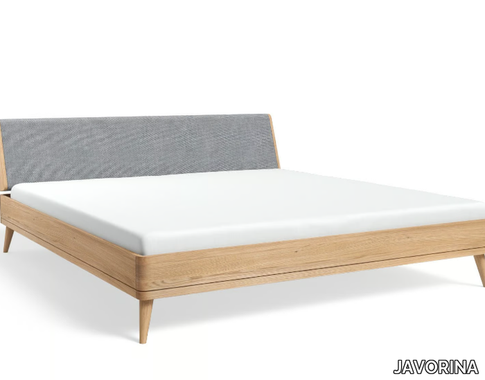 TERRA 200x200 - Wooden double bed with upholstered headboard _ JAVORINA