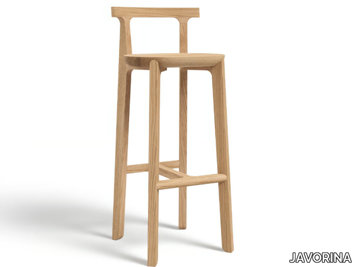 JURO 75 - Solid wood barstool with back _ JAVORINA