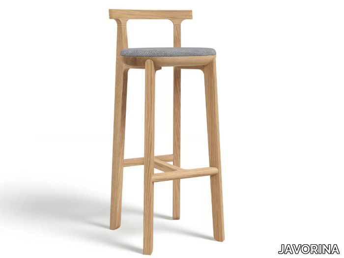 JURO 75 - Solid wood barstool with integrated cushion _ JAVORINA