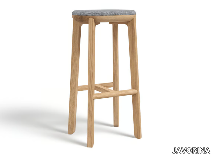 JURO 75 - Solid wood barstool with integrated cushion _ JAVORINA