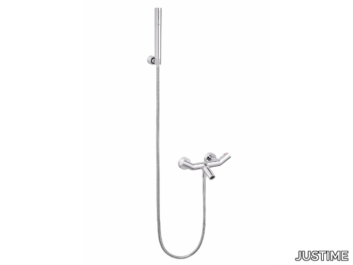 YES - Wall-mounted chromed brass bathtub mixer with hand shower _ JUSTIME