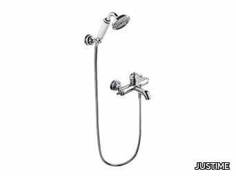 CLASSIK - Wall-mounted chromed brass bathtub mixer with hand shower _ JUSTIME