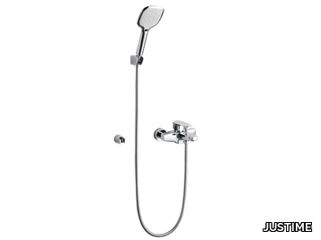 PAN II - Wall-mounted chromed brass bathtub mixer with hand shower _ JUSTIME