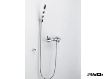 PAN I - Wall-mounted single handle chromed brass bathtub mixer with hand shower _ JUSTIME