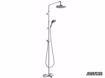 SWEET - Wall-mounted chromed brass shower panel with overhead shower _ JUSTIME