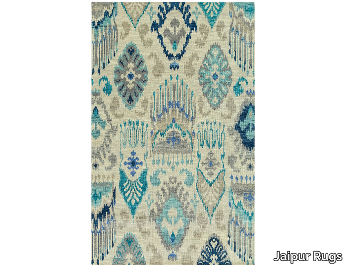 LCA-03 Antique White/Light Turquoise - Handmade wool rug _ Jaipur Rugs