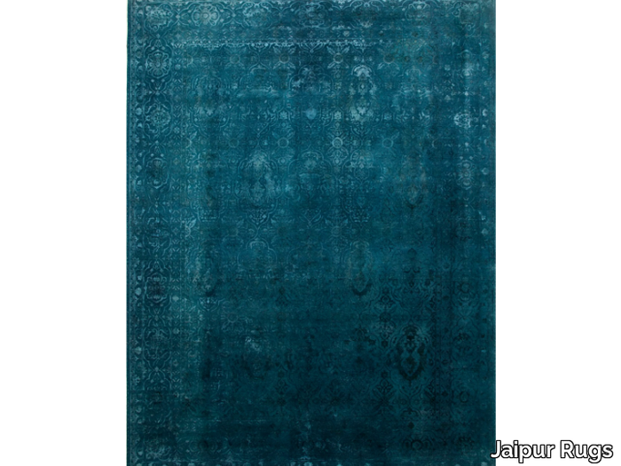 LEH NE-2348 Teal Blue/Teal Blue - Rectangular handmade rug _ Jaipur Rugs