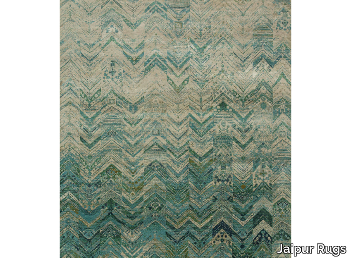 SRB-651 Classic Gray/Light Turquoise - Rectangular handmade rug _ Jaipur Rugs