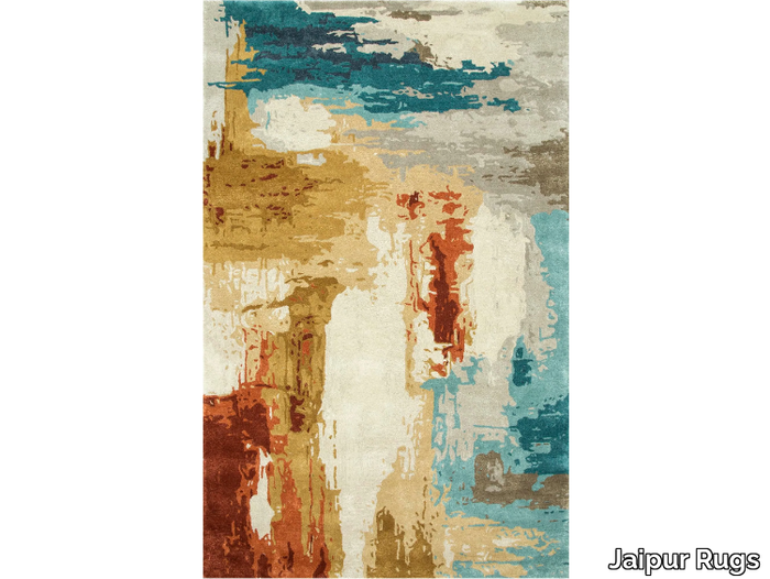 TAQ-4373 Light Turquoise/Gold - Rectangular handmade rug _ Jaipur Rugs