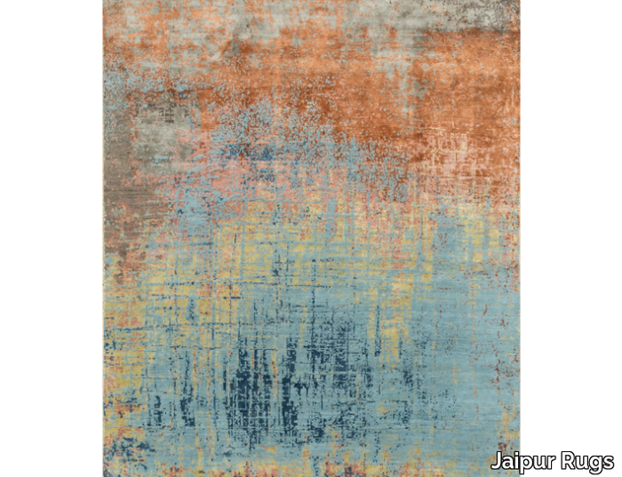 ESK-9014 Sea Mist Green/Red Orange - Rectangular handmade wool rug _ Jaipur Rugs