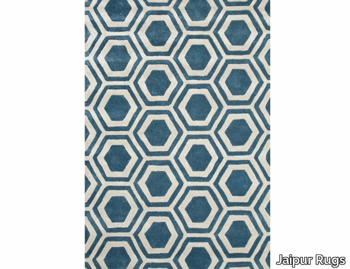 RANCHO TAQ-378 Aegean Blue/Antique White - Rug with geometric shapes _ Jaipur Rugs