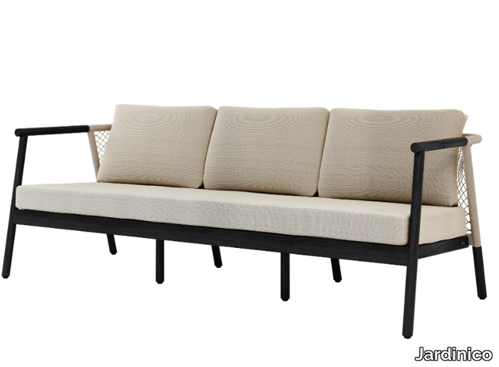 NERO - 3 seater teak garden sofa _ Jardinico