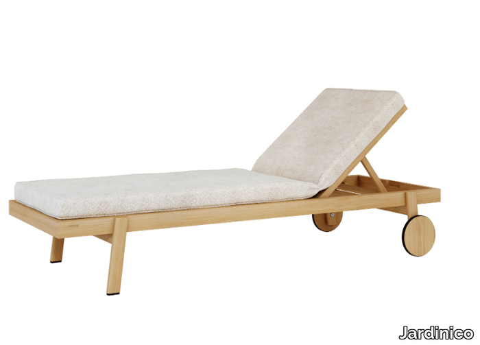 NOA - Recliner teak sun lounger with castors _ Jardinico