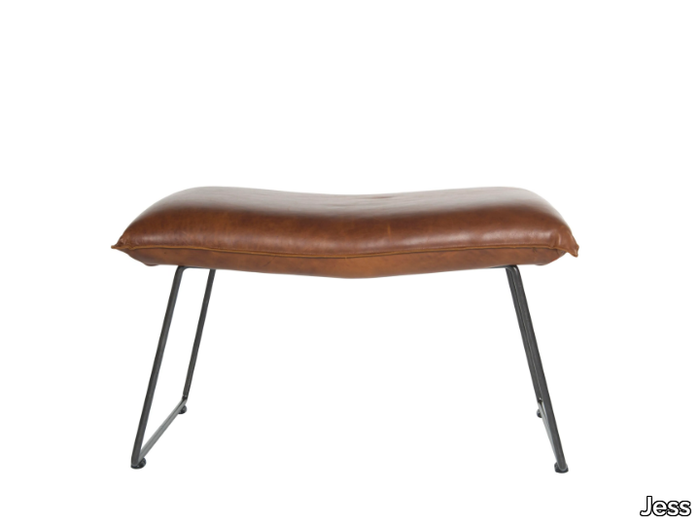 BEAL - Upholstered sled base leather footstool _ Jess