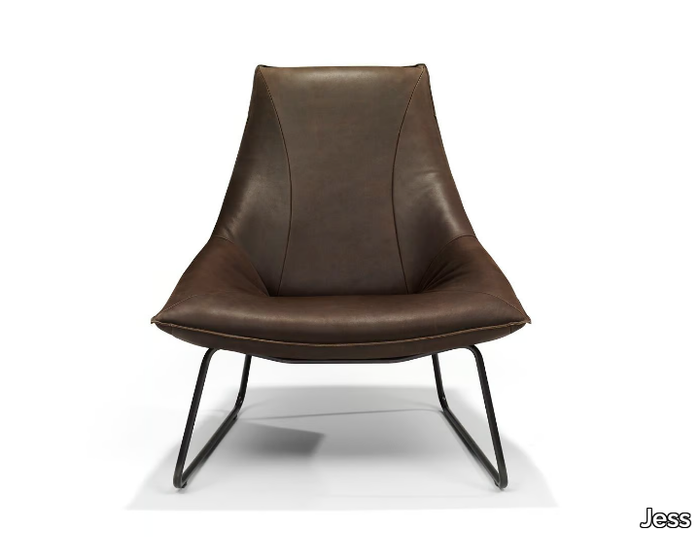 BEAL - Sled base leather armchair with armrests _ Jess