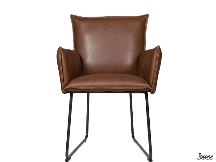 SANNE - Sled base leather chair with armrests _ Jess