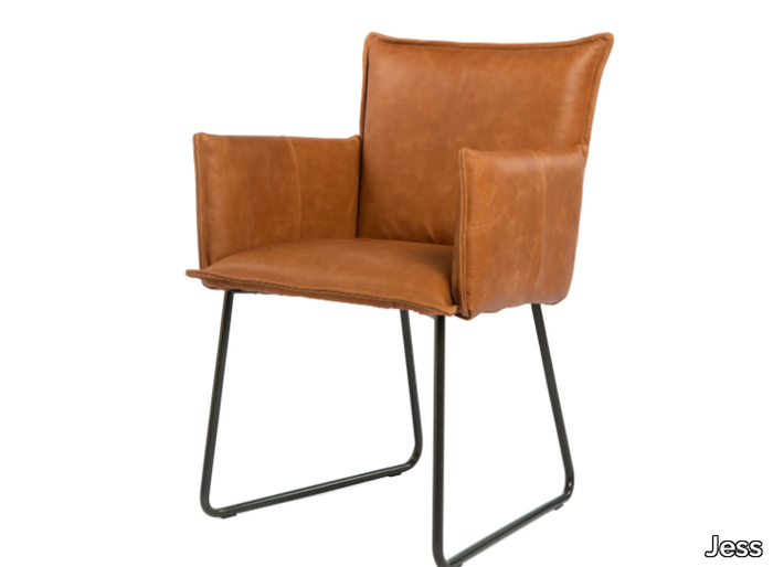 DUKE - Sled base leather chair with armrests _ Jess