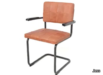 NELSON - Cantilever leather chair with armrests _ Jess