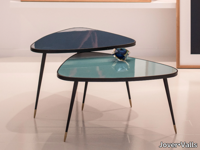 TWIST - Laminated glass coffee table with black iron profile _ Jover+Valls