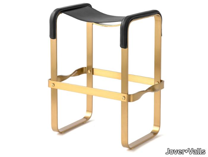 WANDERLUST COUNTER STOOL - Sled base tanned leather and steel stool _ Jover+Valls