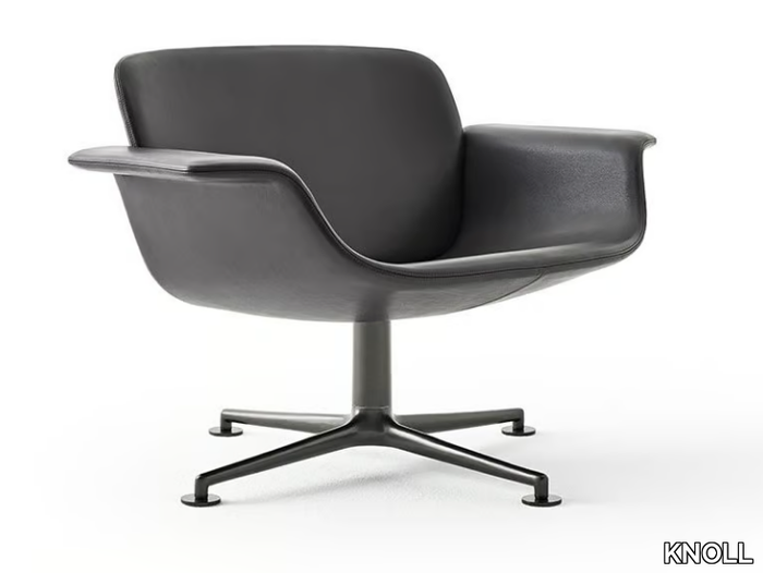 KN01 - Swivel leather easy chair with armrests _ KNOLL